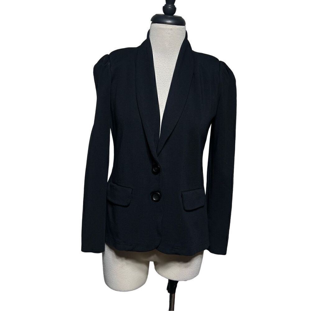 Veronica M Black Long Sleeve Knit Tunic Blazer Jacket Size XS